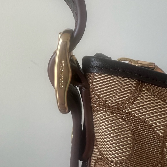 Coach Brown Signature Jacquard & Leather Crossbody Dufflette Shoulder Bag - Picture 6 of 11